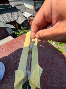 雨漏り原因部笠木板金シール工事 プライマー塗布